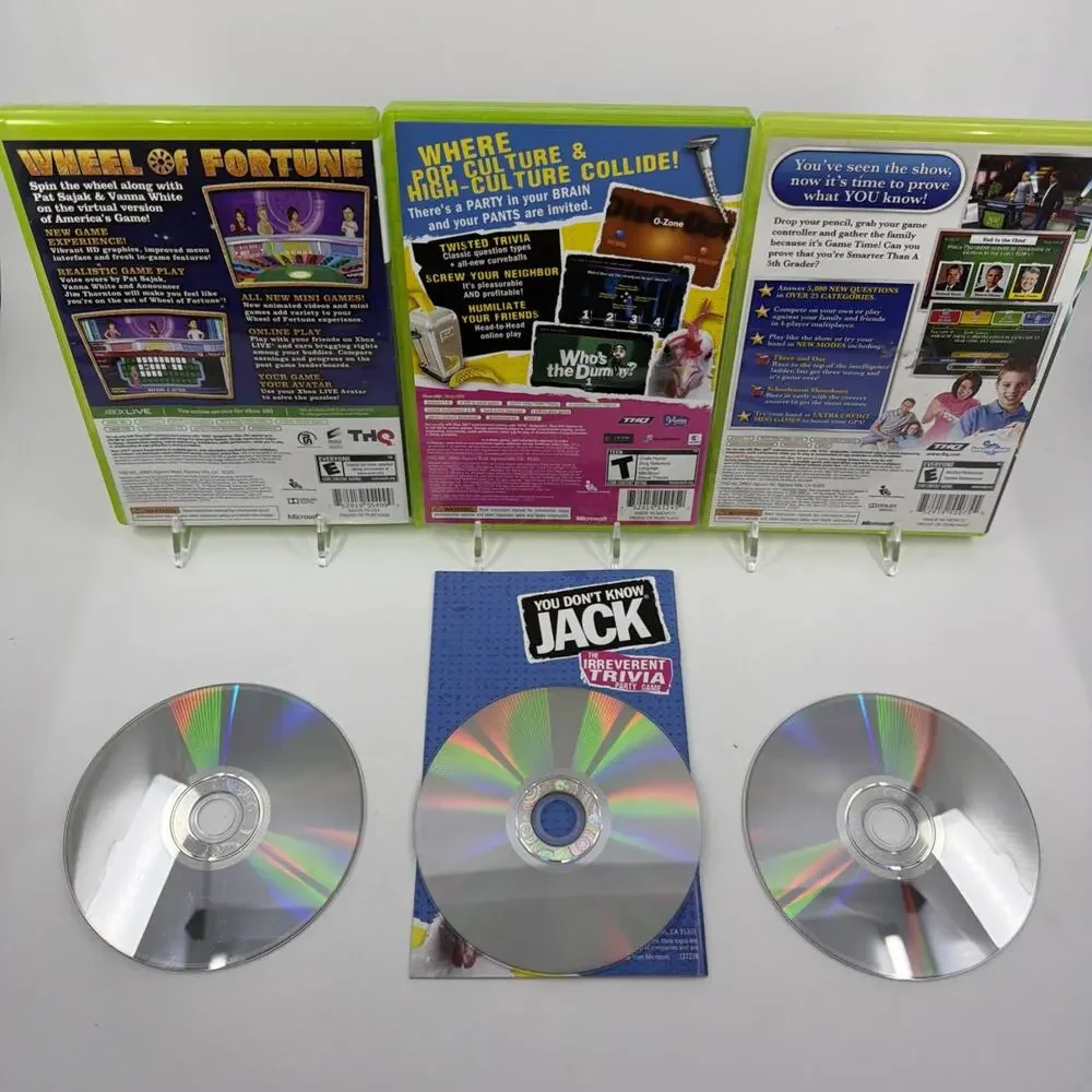 Xbox 360 Trivia Game Show Lot You Don't Know Jack 5th Grader Wheel of Fortune